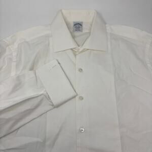 Brooks Brothers 17-36 Solid White Long Sleeve Button Up French Cuff Regent Shirt